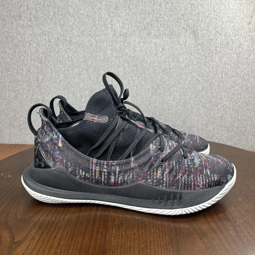 Under Armour Curry 5 Tokyo‎ Night Shoes Men's Size 8 Black Multicolor Sneakers